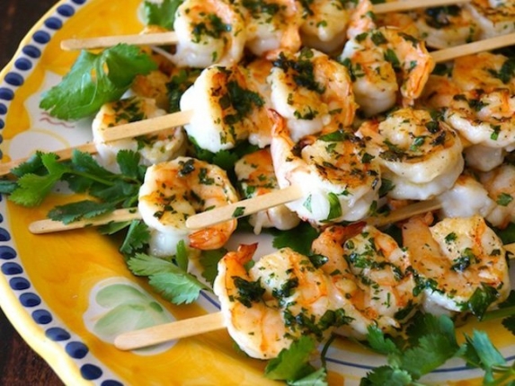 3-Ingredient, 15-Minute Cilantro Butter Shrimp Skewers Recipe