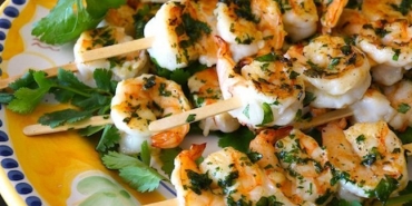 3-Ingredient, 15-Minute Cilantro Butter Shrimp Skewers Recipe