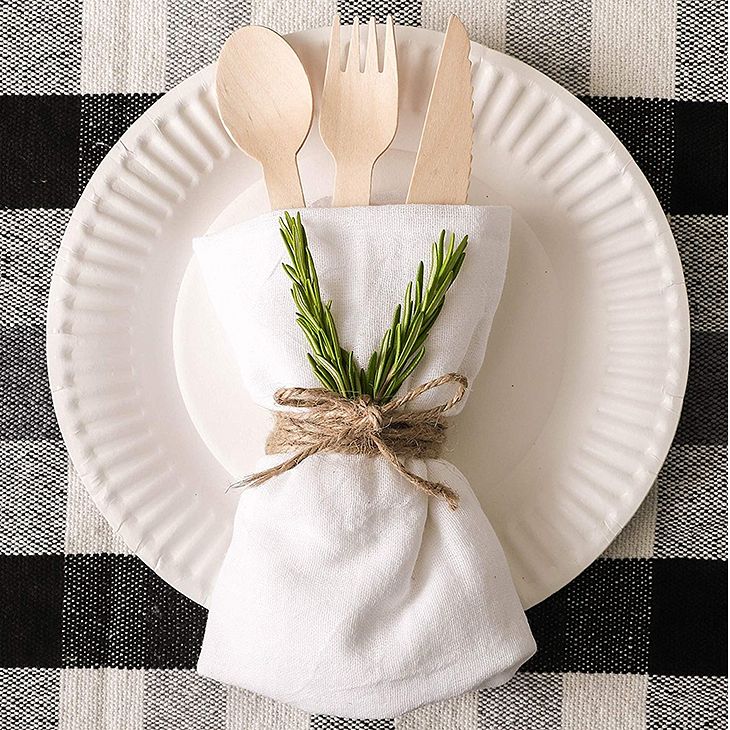 Wooden disposable set fork+knife+napkin DOLPHIN